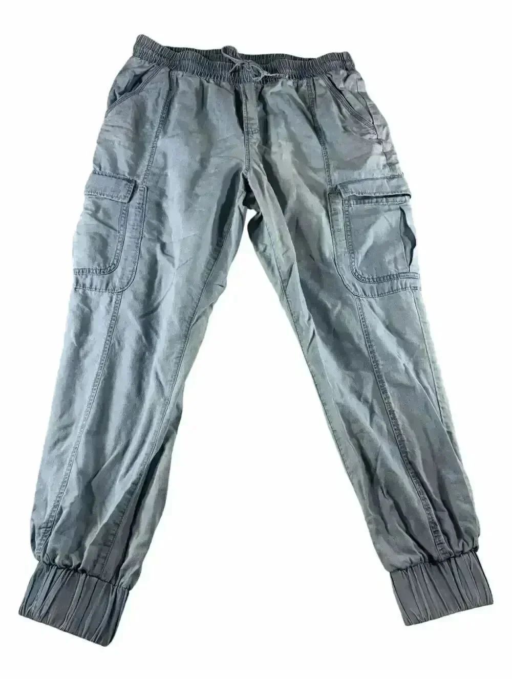INC International Concepts Sz L Mid Rise Elastic Waist Cargo Pants Jogger Blue